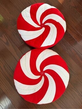 St. Nicholas Square Christmas Candy Peppermint Swirl Accent Pillows